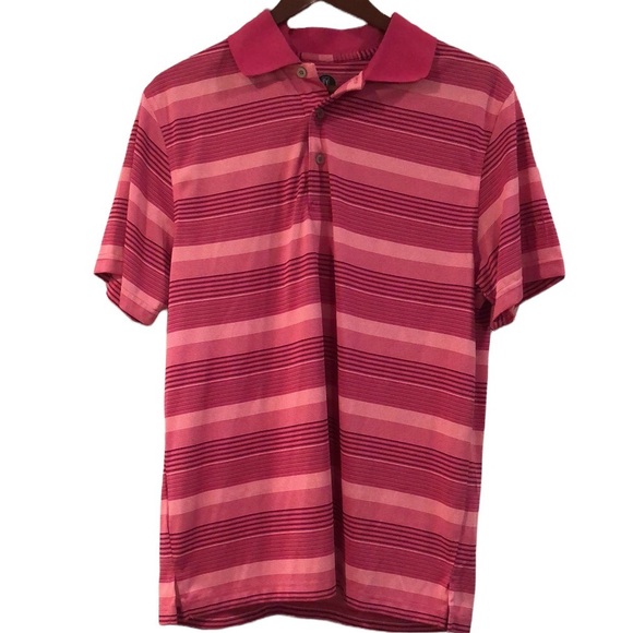 PGA Tour Other - PGA TOUR PRO SERIES MENS STRIPED POLO SHIRT PINK SIZE MEDIUM NEW WITH TAGS